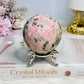 Pink Opal X Green Tourmaline Sphere on Stand 386g