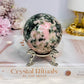 Pink Opal X Green Tourmaline Sphere on Stand 386g