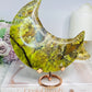 Green Opal Large Moon On Stand 15cm