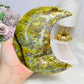 Green Opal Large Moon On Stand 15cm