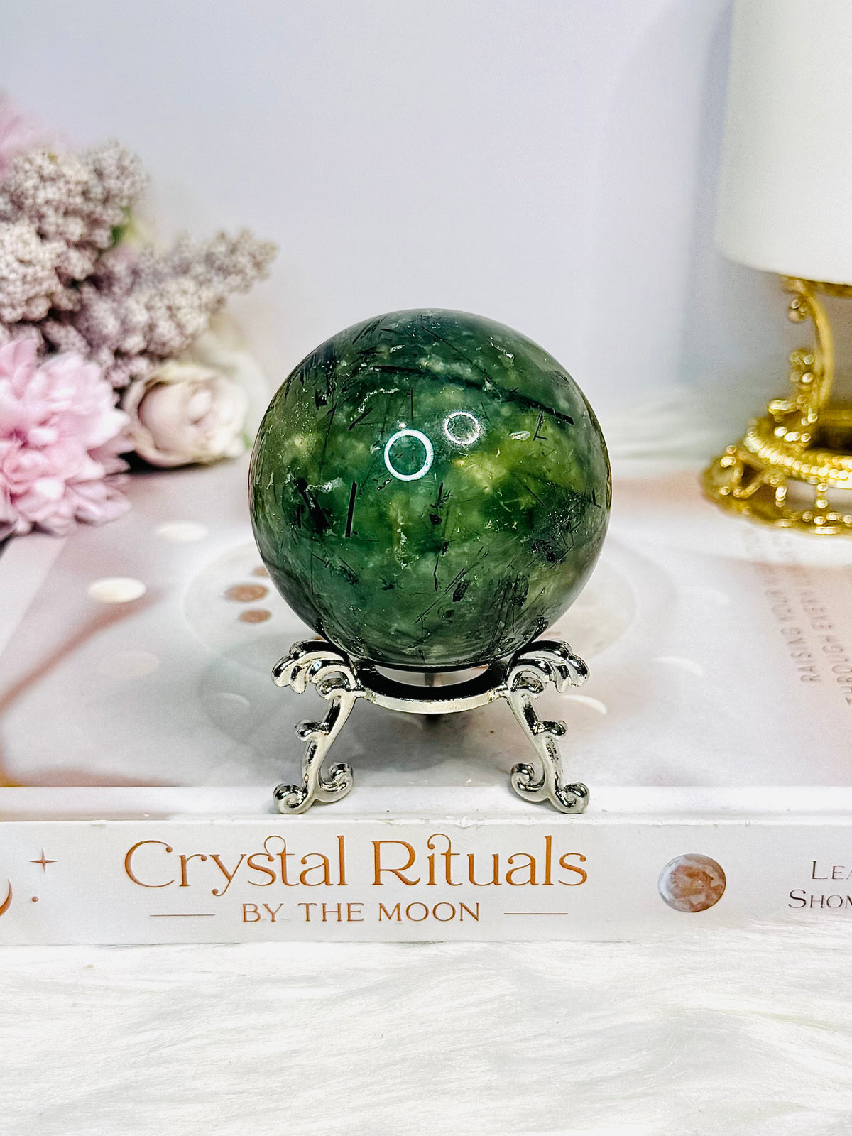 Large Prehnite Sphere On Stand 308g
