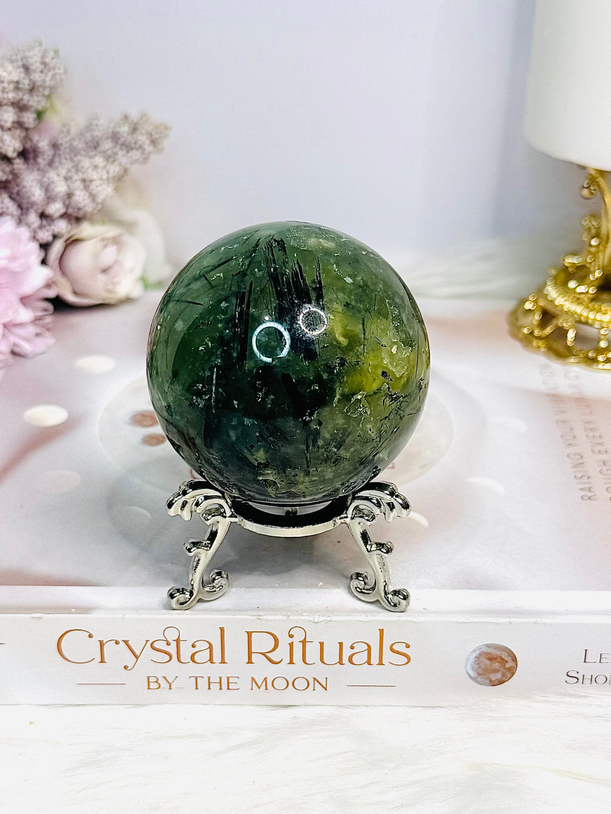 Large Prehnite Sphere On Stand 308g
