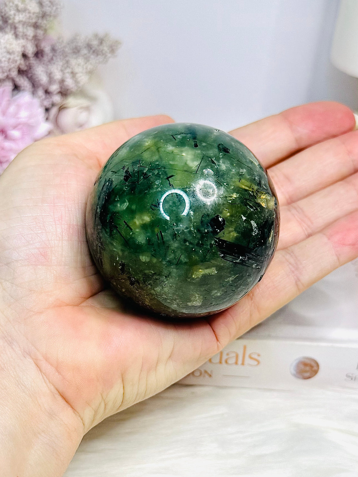 Large Prehnite Sphere On Stand 308g
