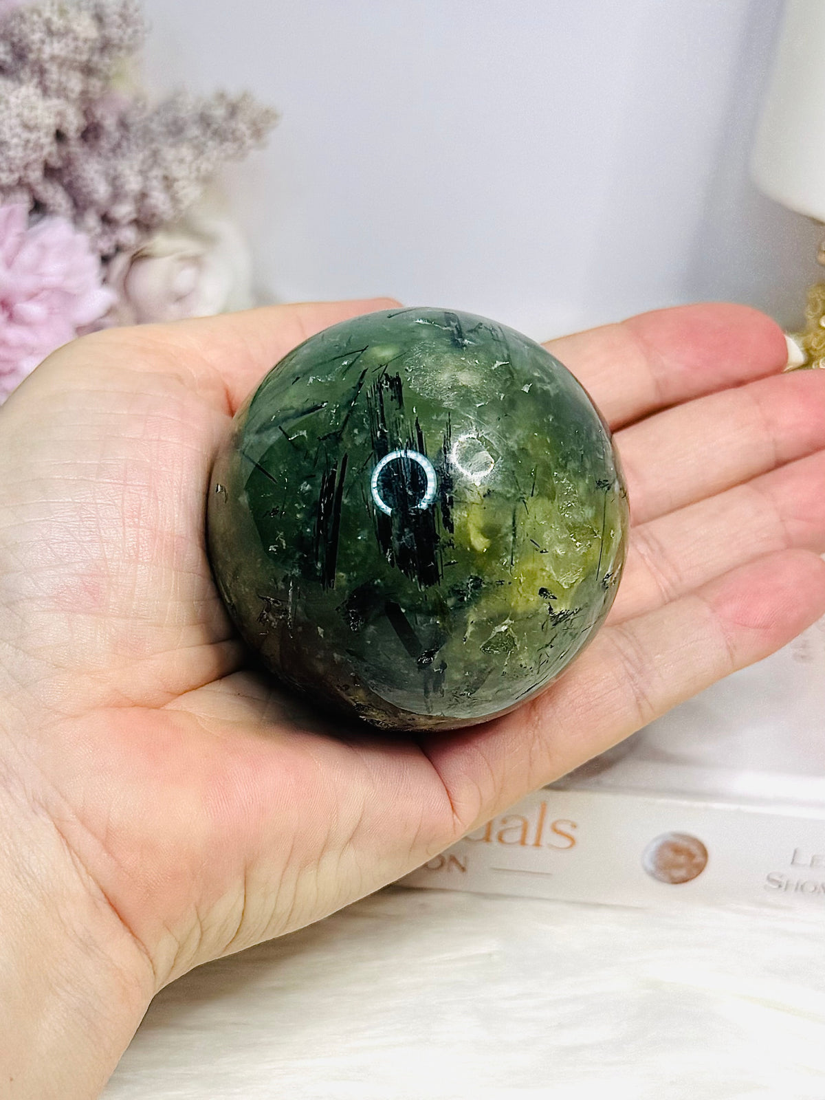 Large Prehnite Sphere On Stand 308g