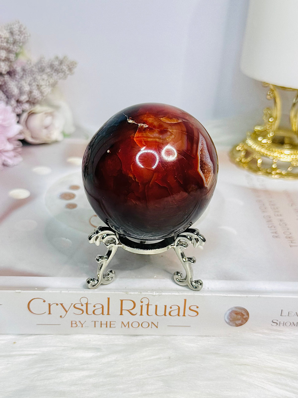 High Grade Druzy Carnelian Sphere On Stand 269g