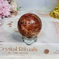 High Grade Sparkling Gold Sunstone X Moonstone Sphere on Stand 152g