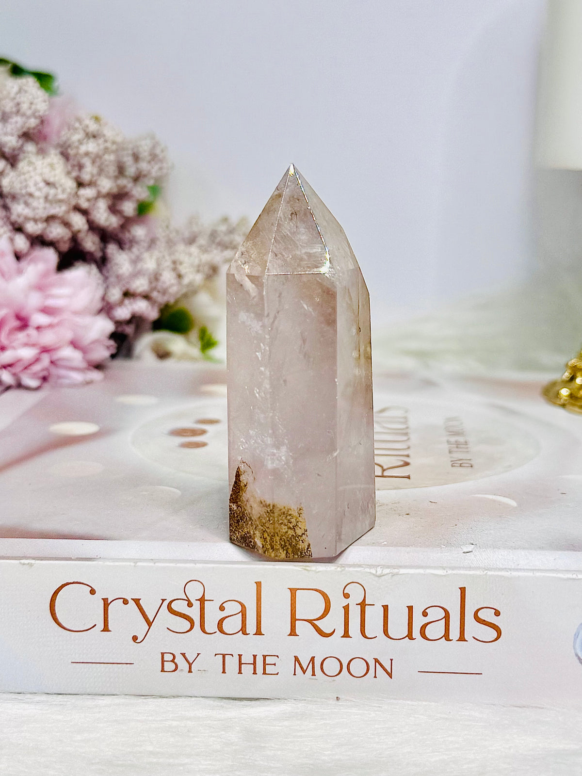 Rare Dentrictic Leaf Rose Quartz Tower 7cm