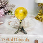 High Grade Honey Calcite Sphere on Stand 7cm