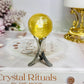 High Grade Honey Calcite Sphere on Stand 7cm