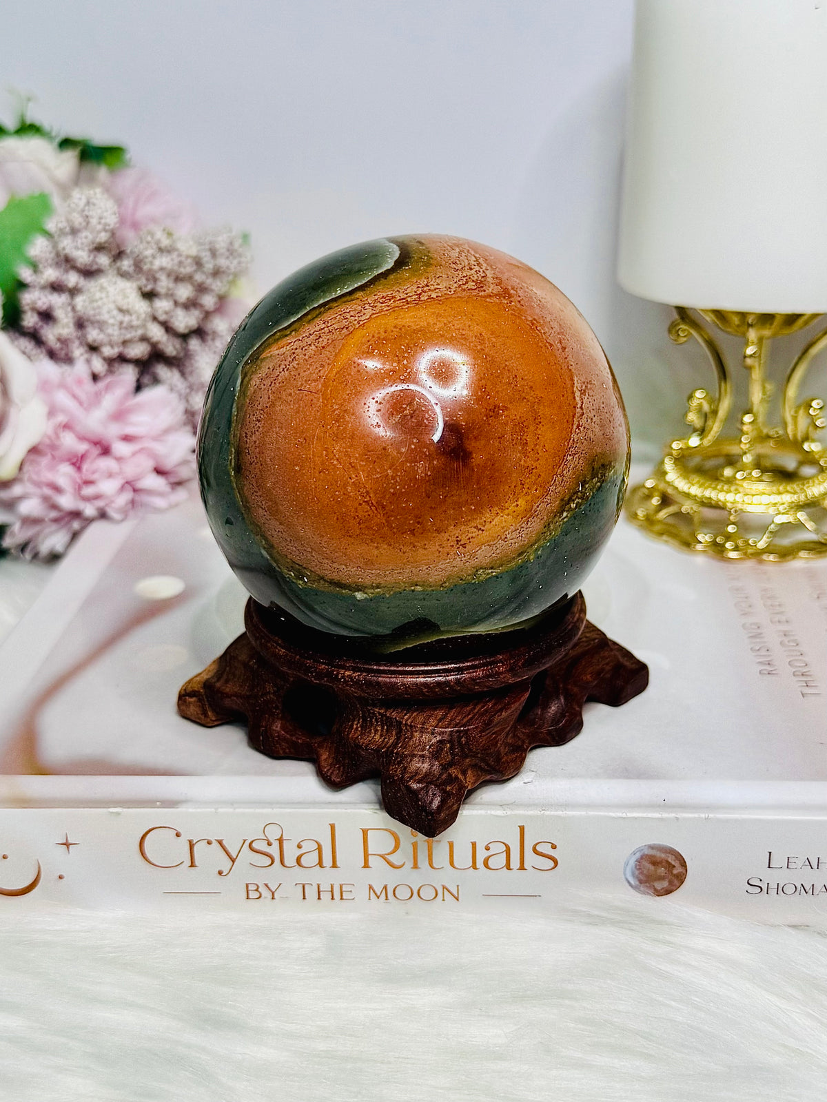 Large Polychrome Jasper Sphere on Stand 746g