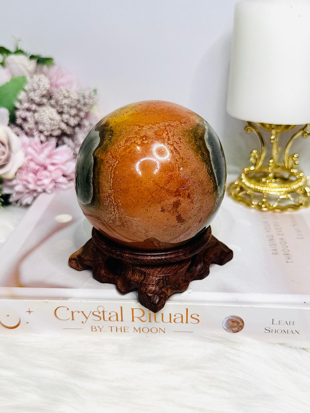 Large Polychrome Jasper Sphere on Stand 746g