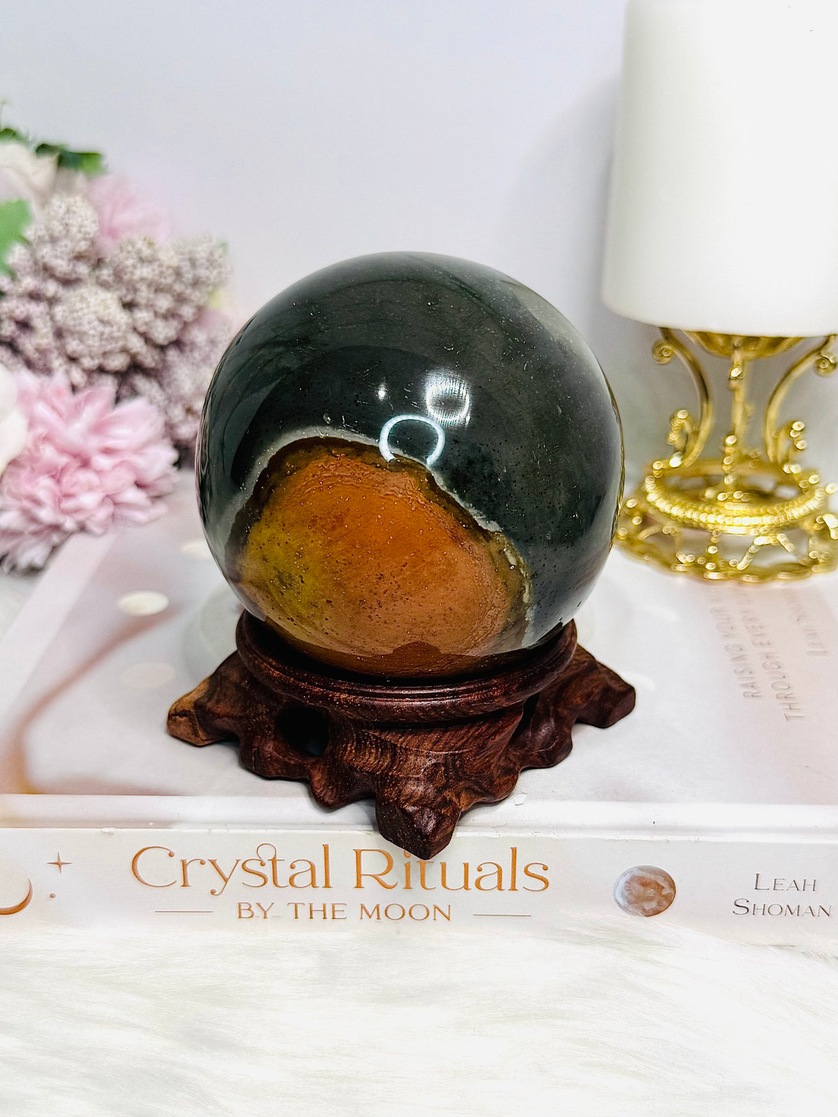 Large Polychrome Jasper Sphere on Stand 746g