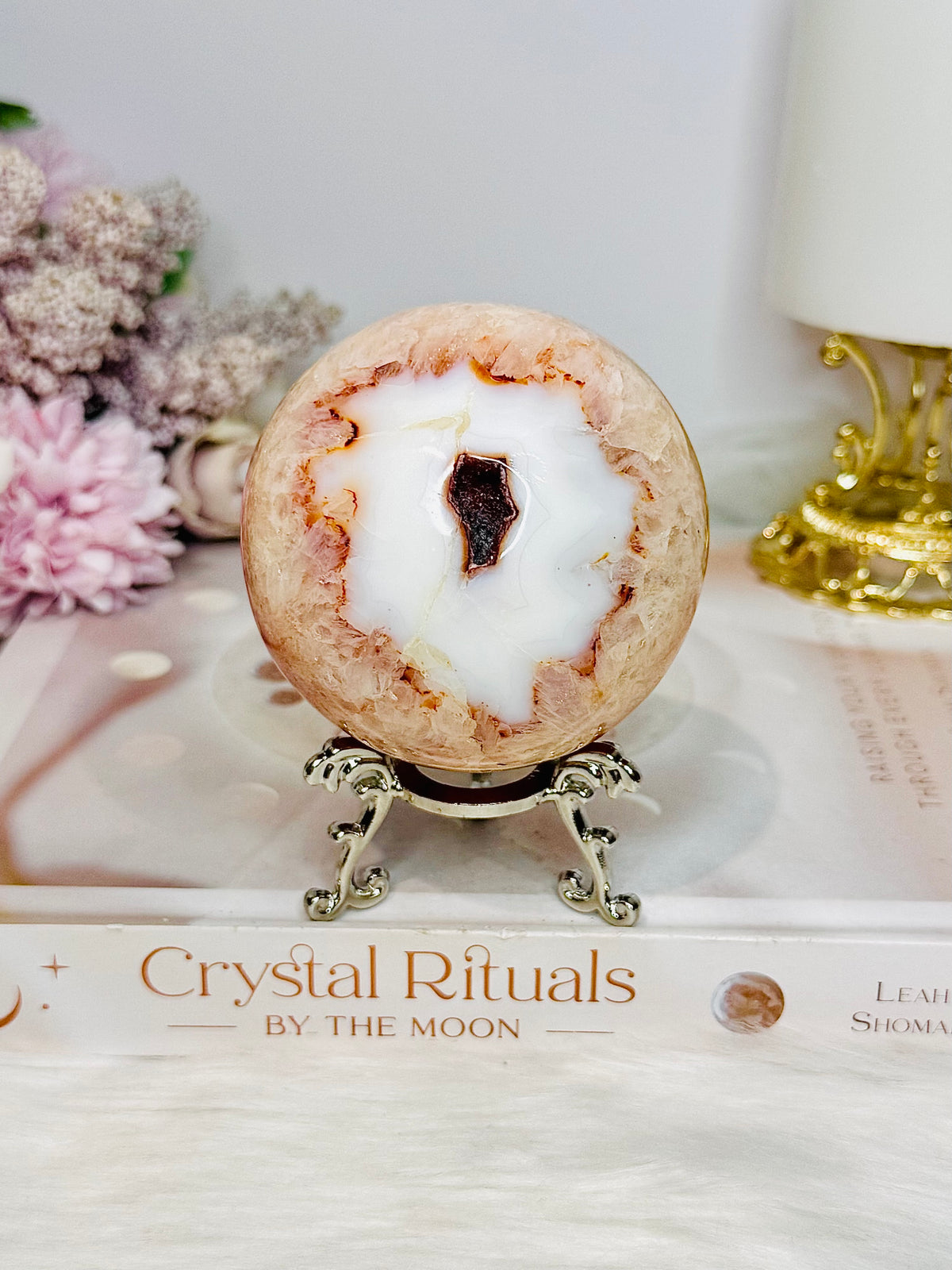 High Grade Druzy Carnelian Sphere On Stand 465g