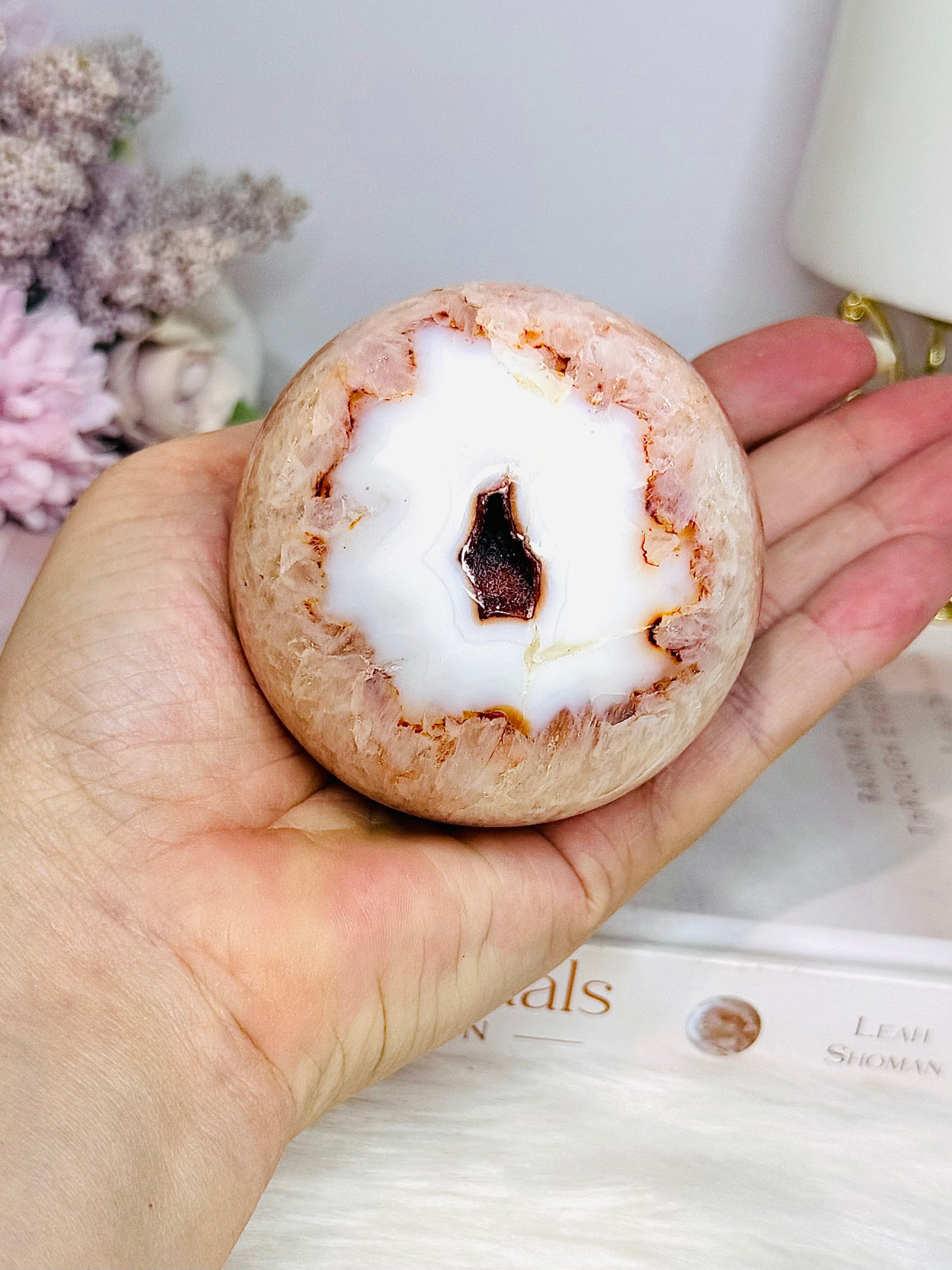 High Grade Druzy Carnelian Sphere On Stand 465g