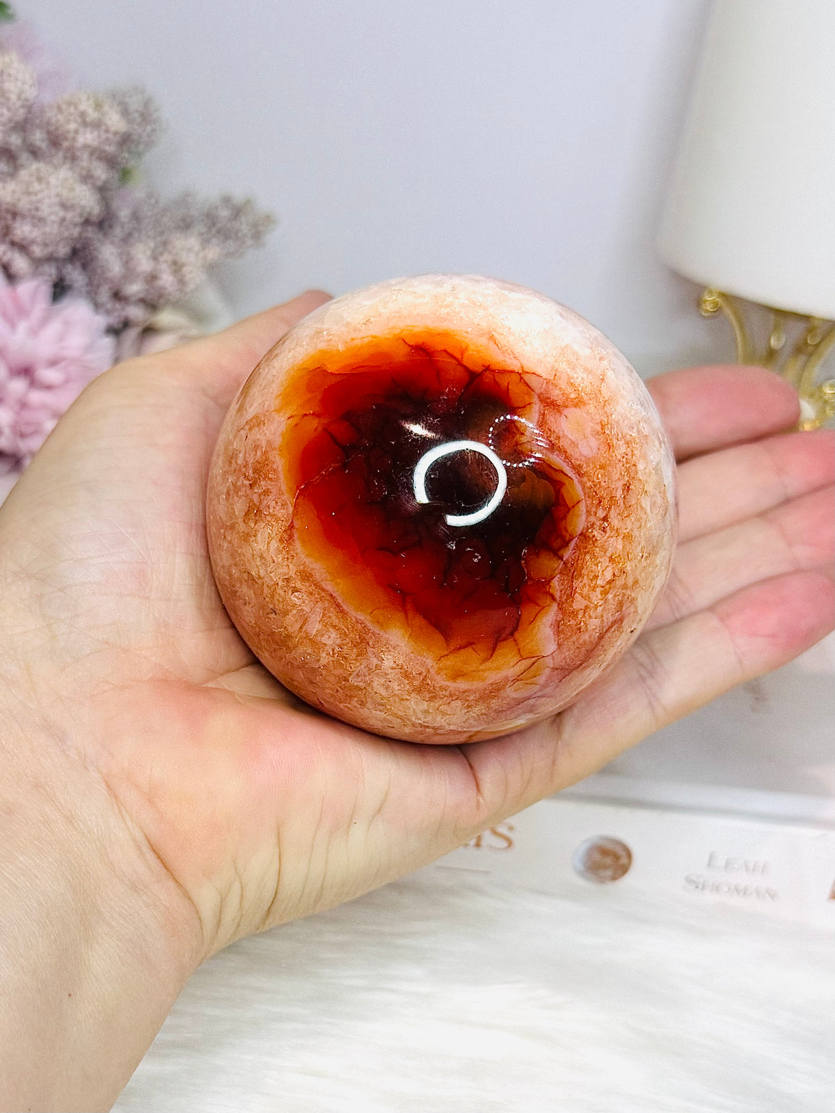 High Grade Druzy Carnelian Sphere On Stand 465g