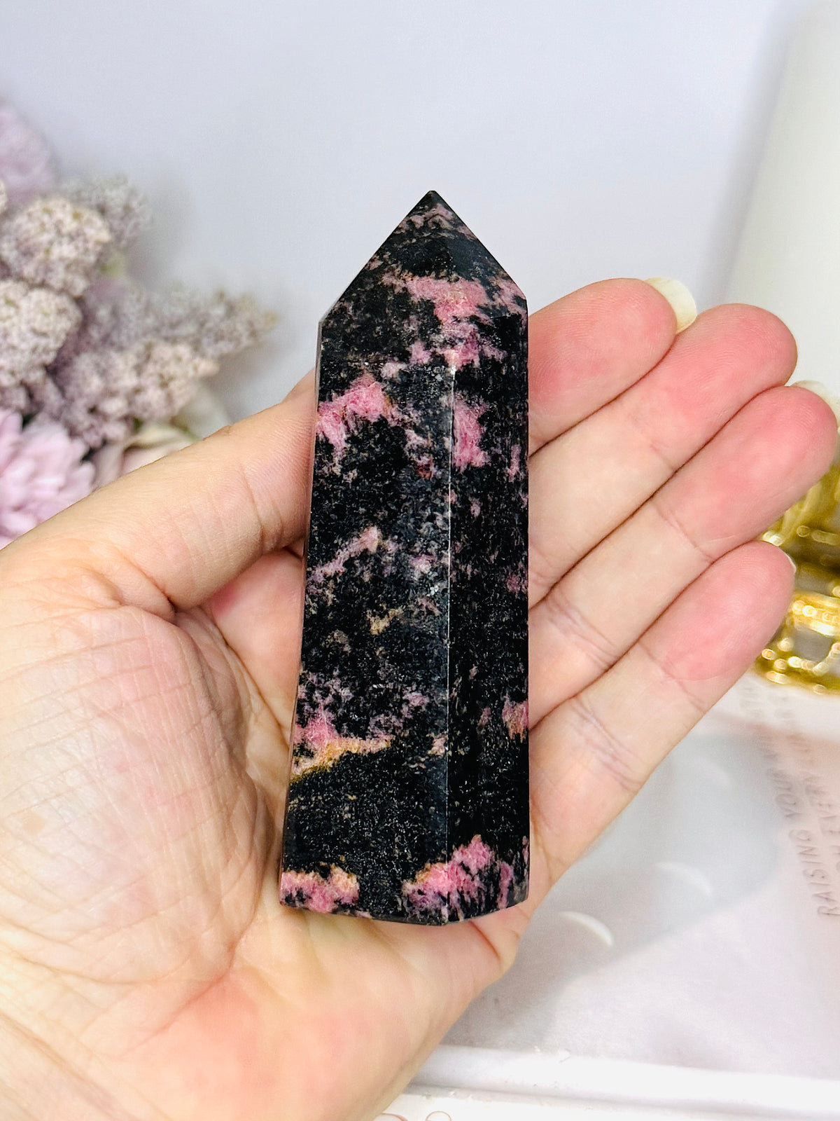 Chunky Rhodonite Tower 10cm