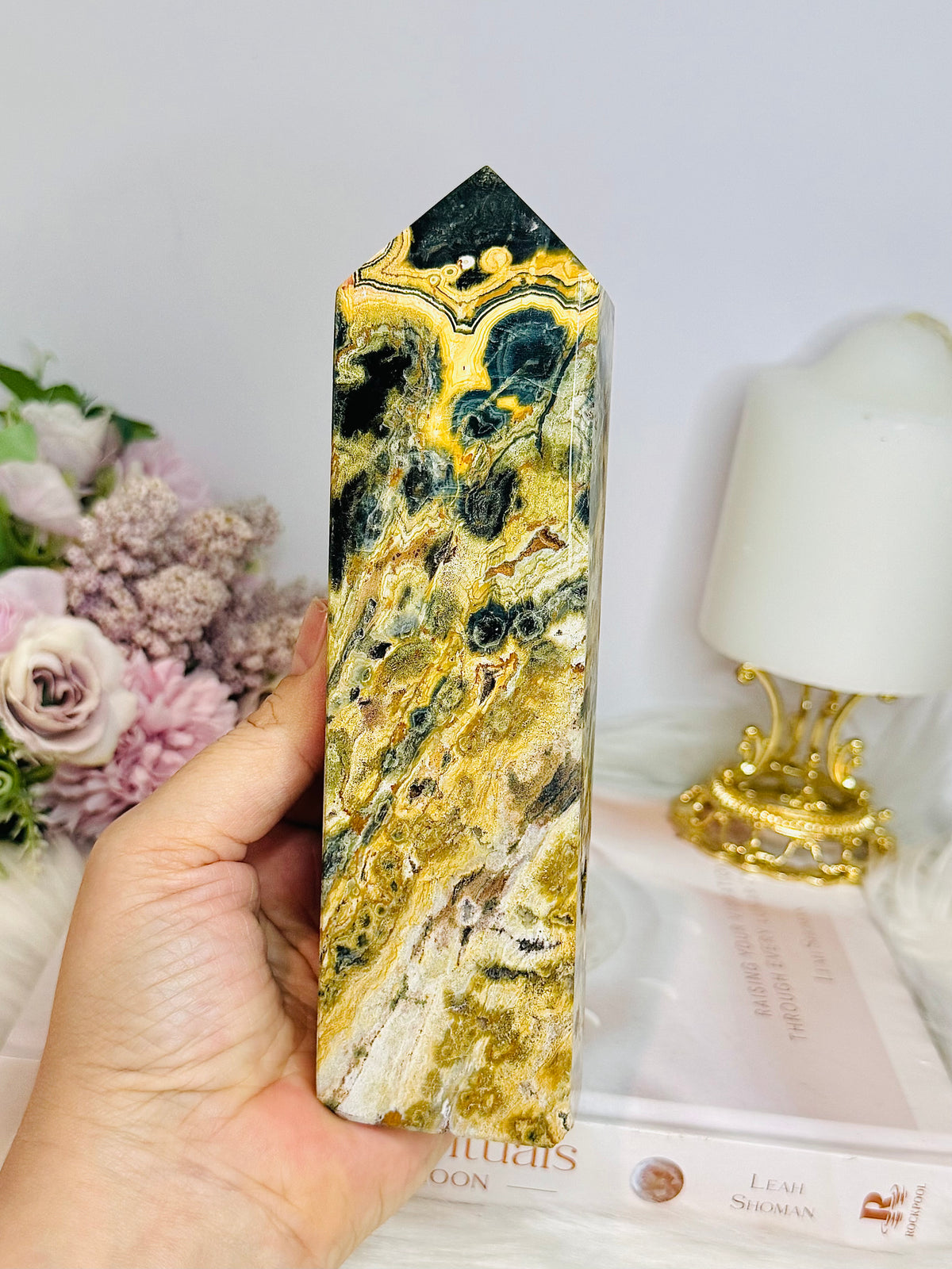 Large Orbicular Ocean Jasper Druzy Tower 18cm 531g
