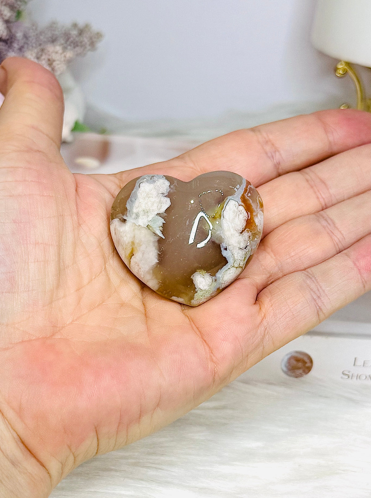 Green Flower Agate Heart