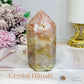 Chunky Pink Amethyst Druzy Tower with Rutile Inclusions 11cm