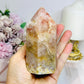 Chunky Pink Amethyst Druzy Tower with Rutile Inclusions 11cm