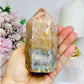 Chunky Pink Amethyst Druzy Tower with Rutile Inclusions 11cm