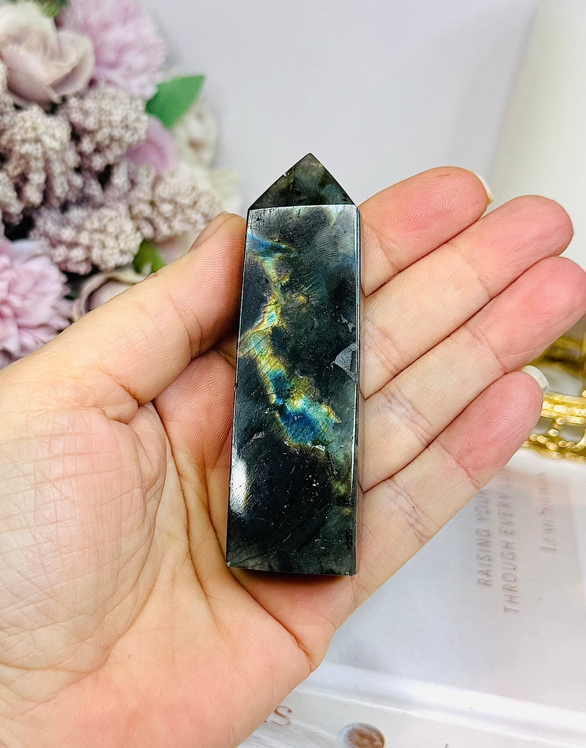 Labradorite Tower with Purple Flash 8.5cm