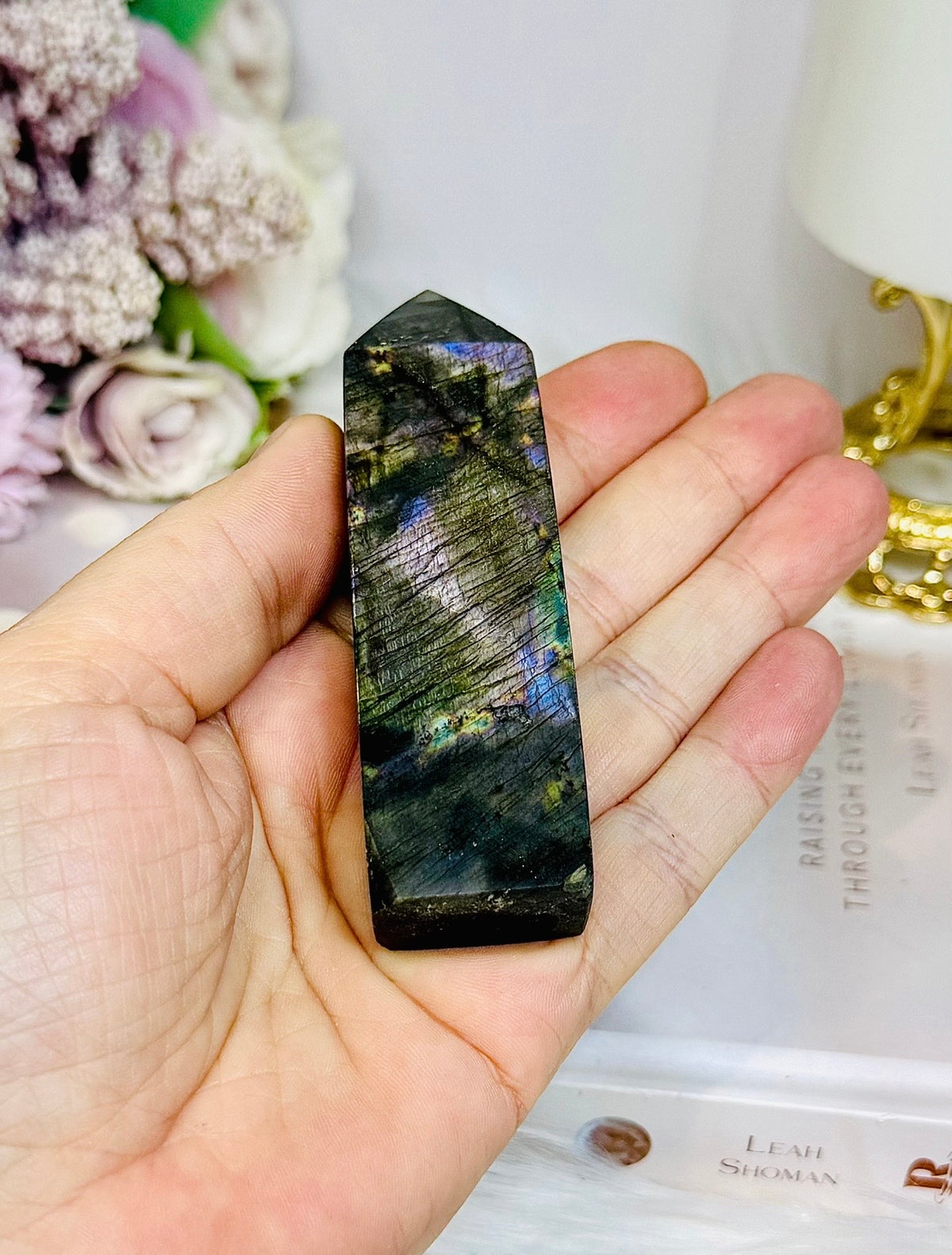 Labradorite Tower with Purple Flash 8.5cm