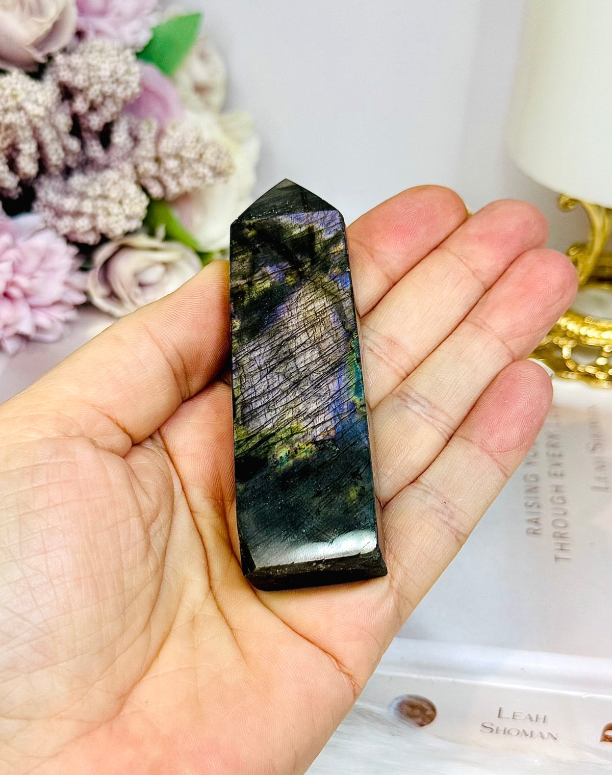 Labradorite Tower with Purple Flash 8.5cm