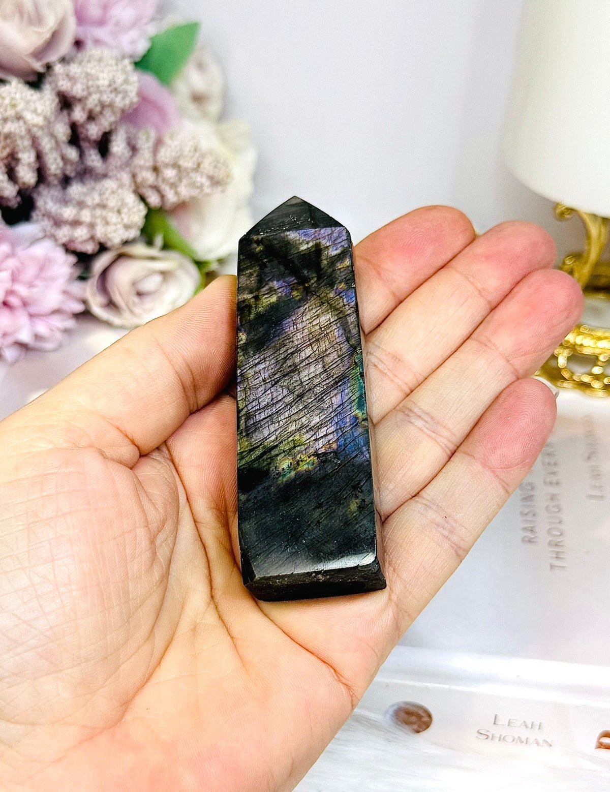 Labradorite Tower with Purple Flash 8.5cm