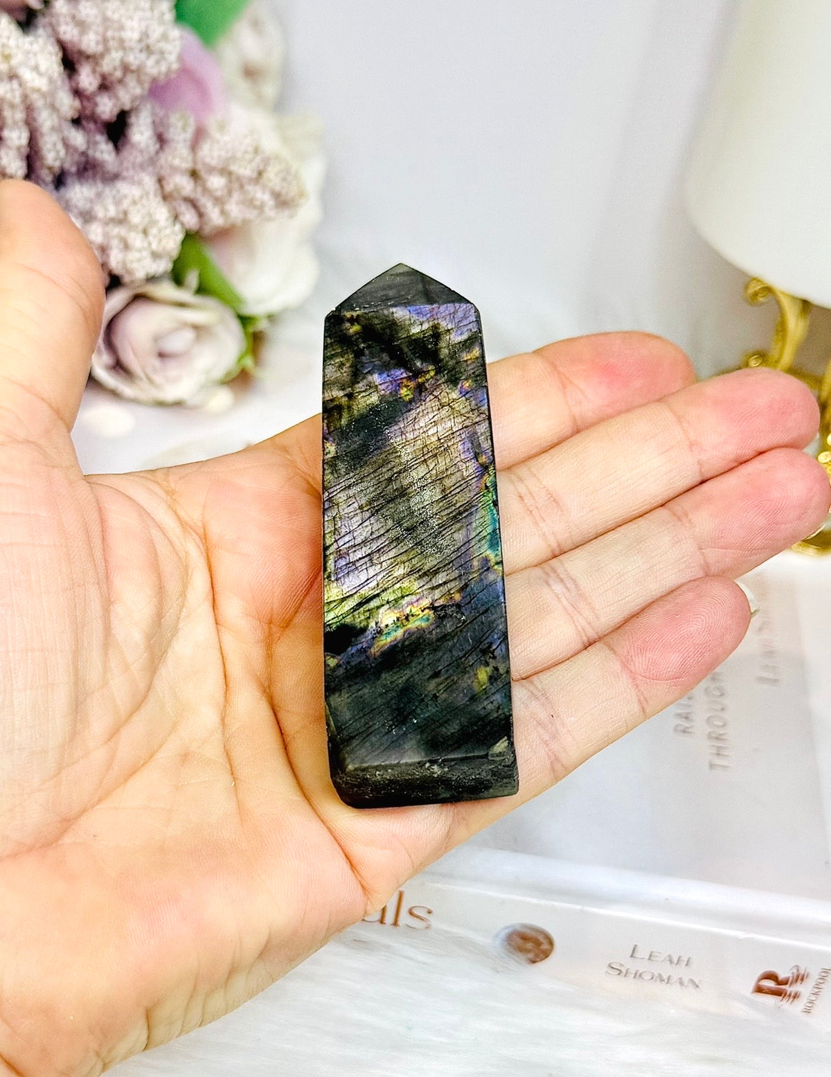 Labradorite Tower with Purple Flash 8.5cm