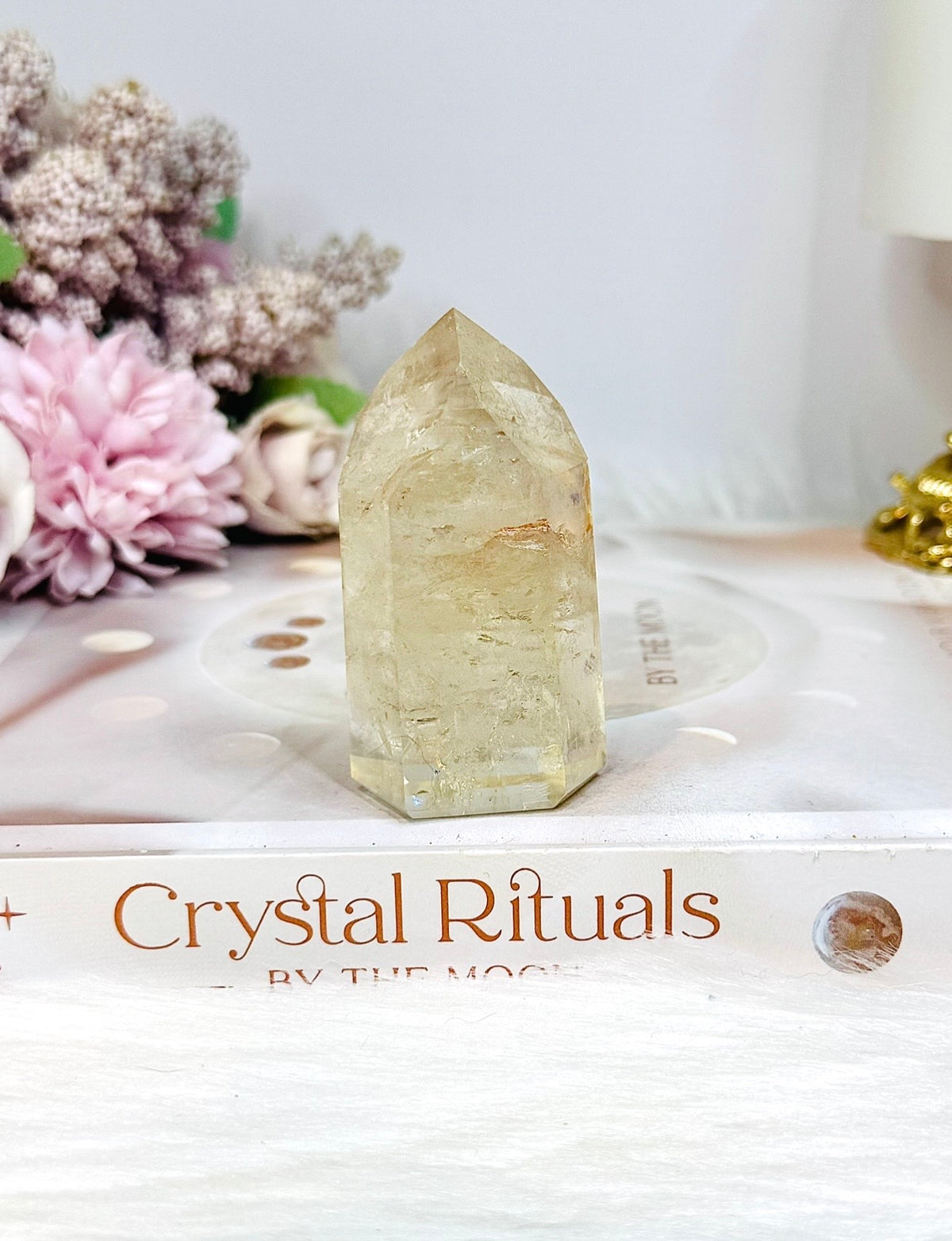 High Grade Golden Healer Tower with Rainbows 7cm