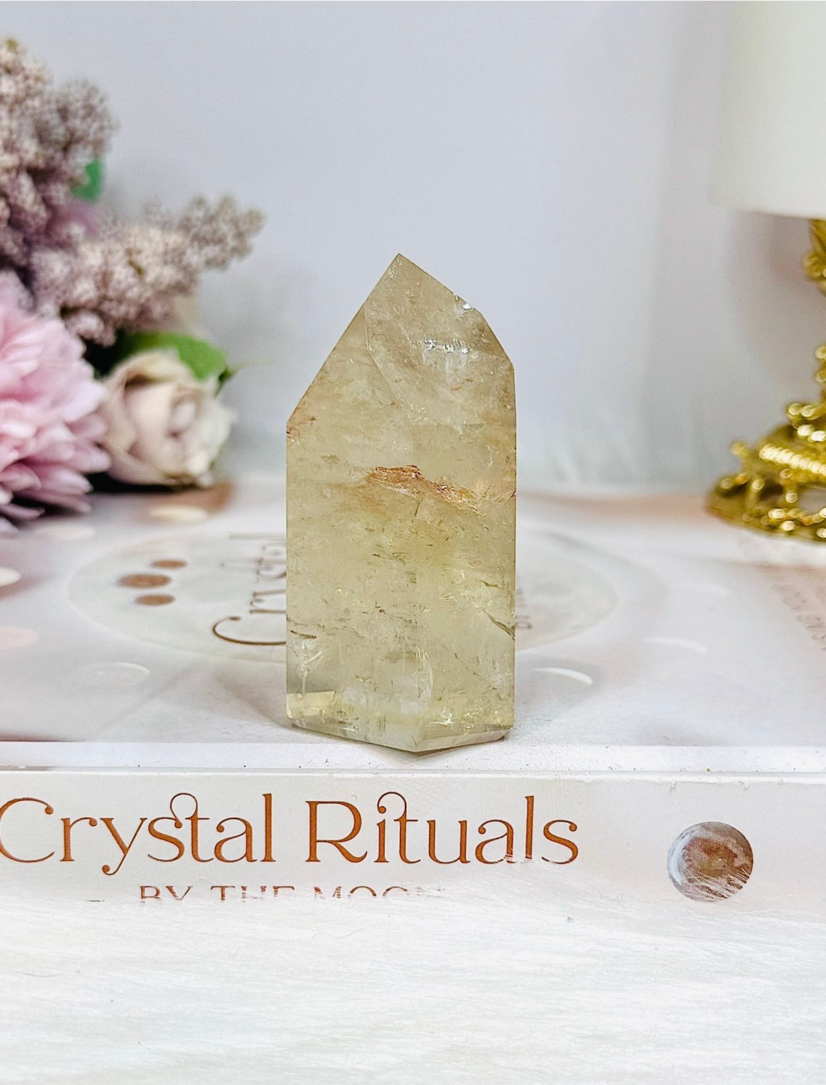 High Grade Golden Healer Tower with Rainbows 7cm