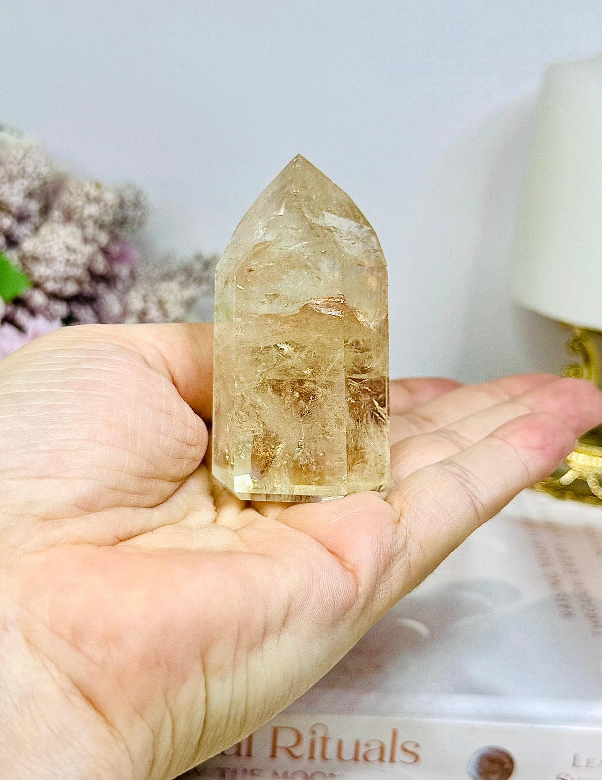 High Grade Golden Healer Tower with Rainbows 7cm