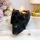Astrophyllite & Garnet Skull Candle 11cm