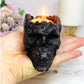 Astrophyllite & Garnet Skull Candle 11cm