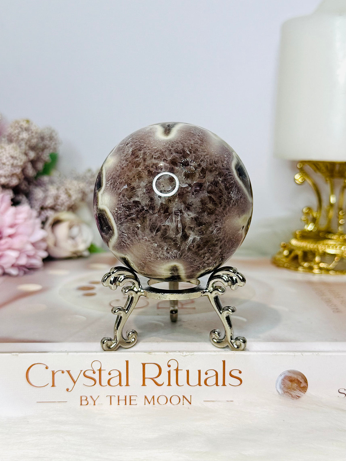 High Grade Chevron Amethyst Sphere On Stand 275g