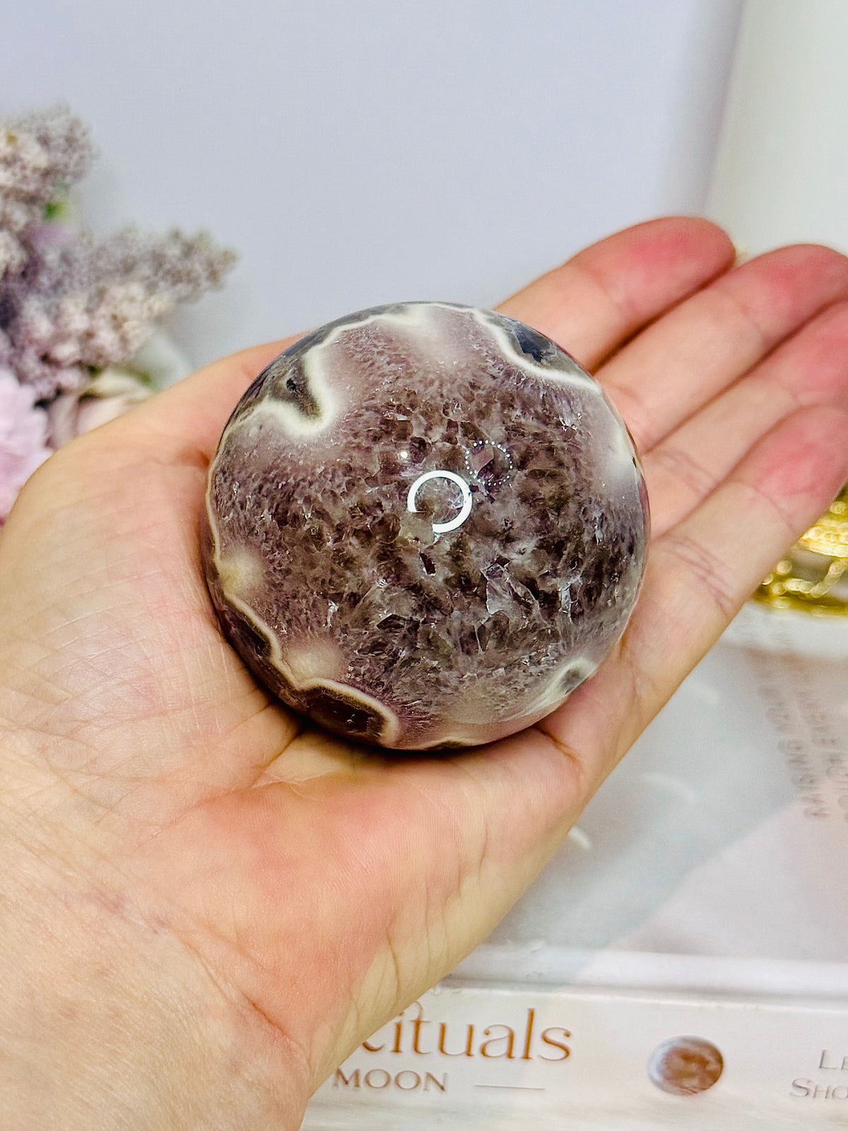 High Grade Chevron Amethyst Sphere On Stand 275g