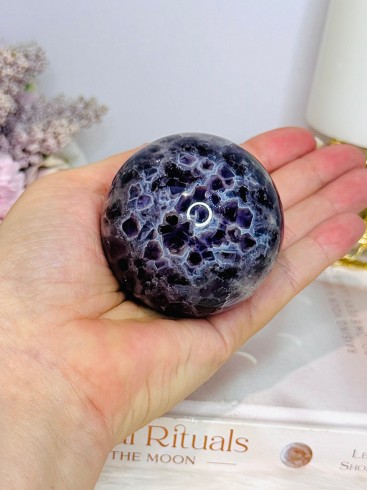 High Grade Chevron Amethyst Sphere On Stand 275g