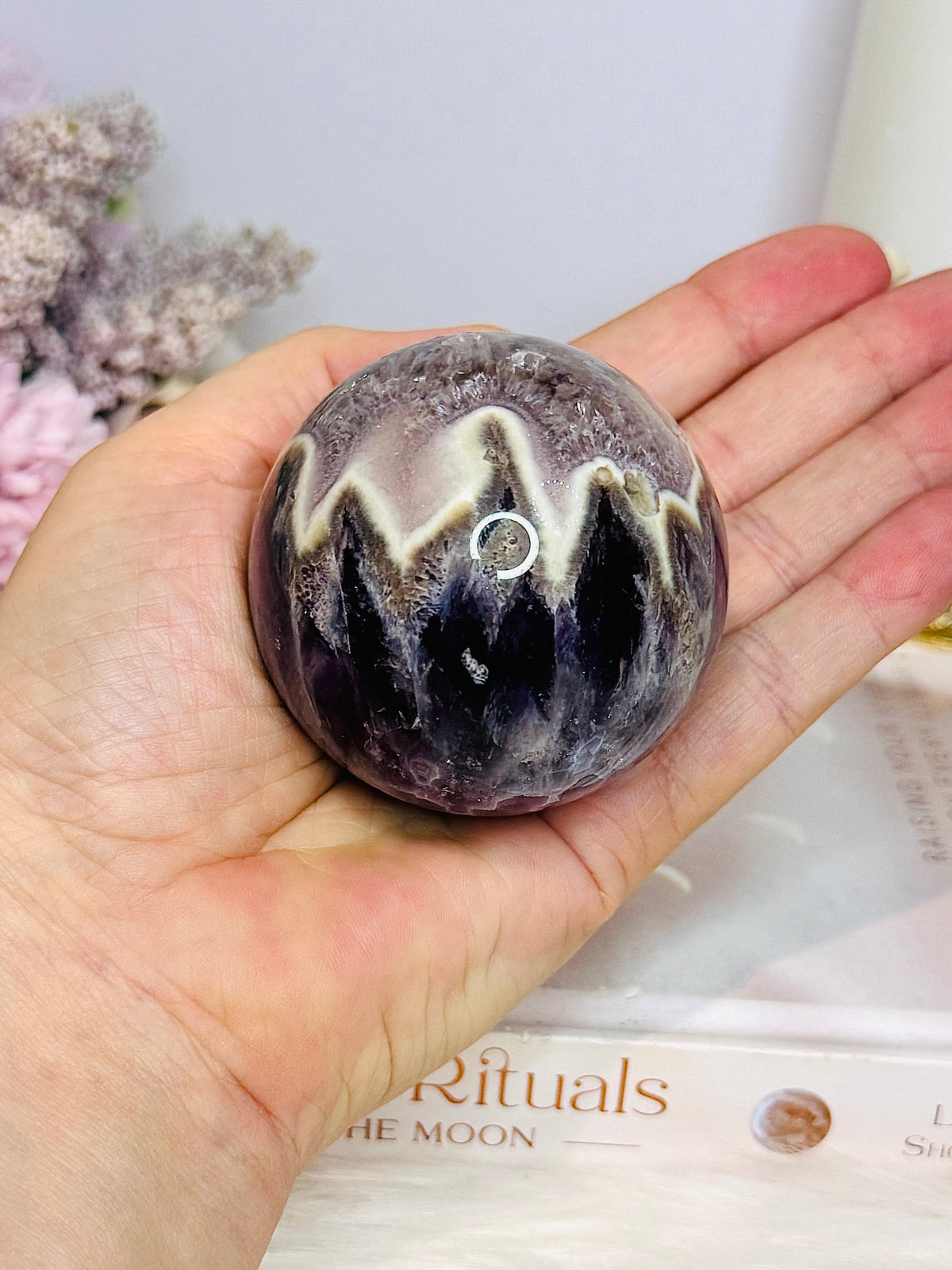 High Grade Chevron Amethyst Sphere On Stand 275g