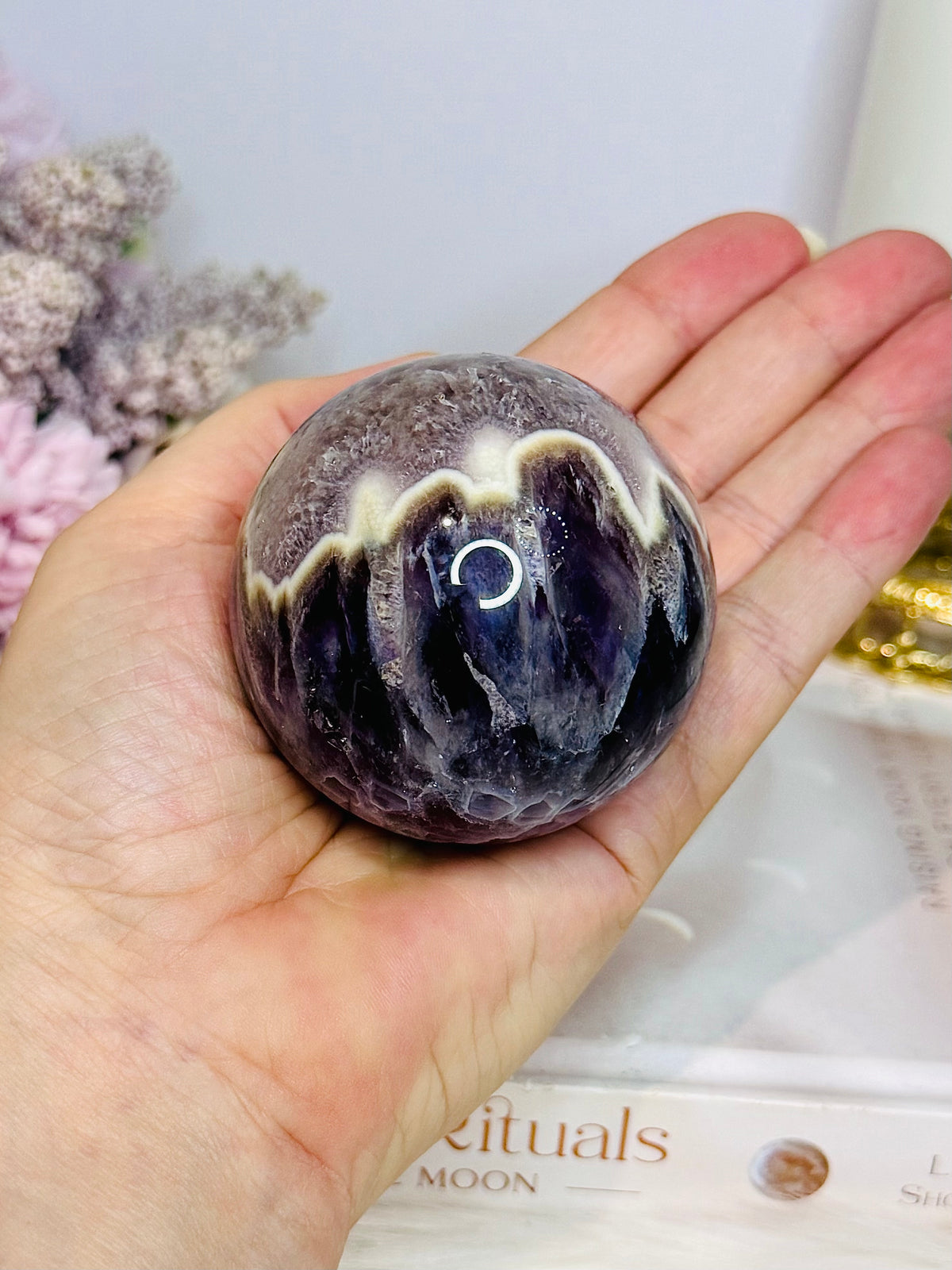 High Grade Chevron Amethyst Sphere On Stand 275g