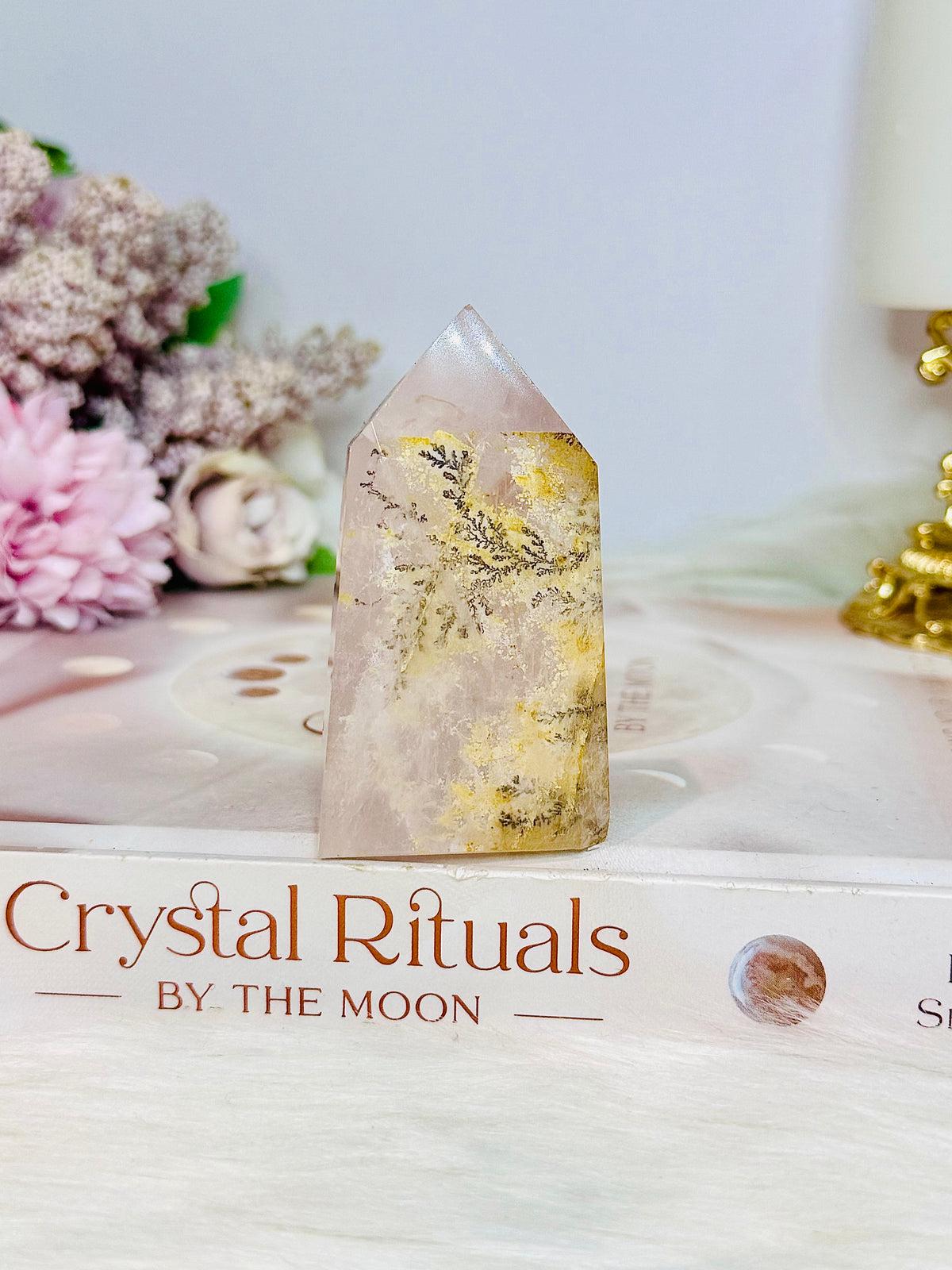 Rare Dentrictic Leaf Rose Quartz Tower 7cm