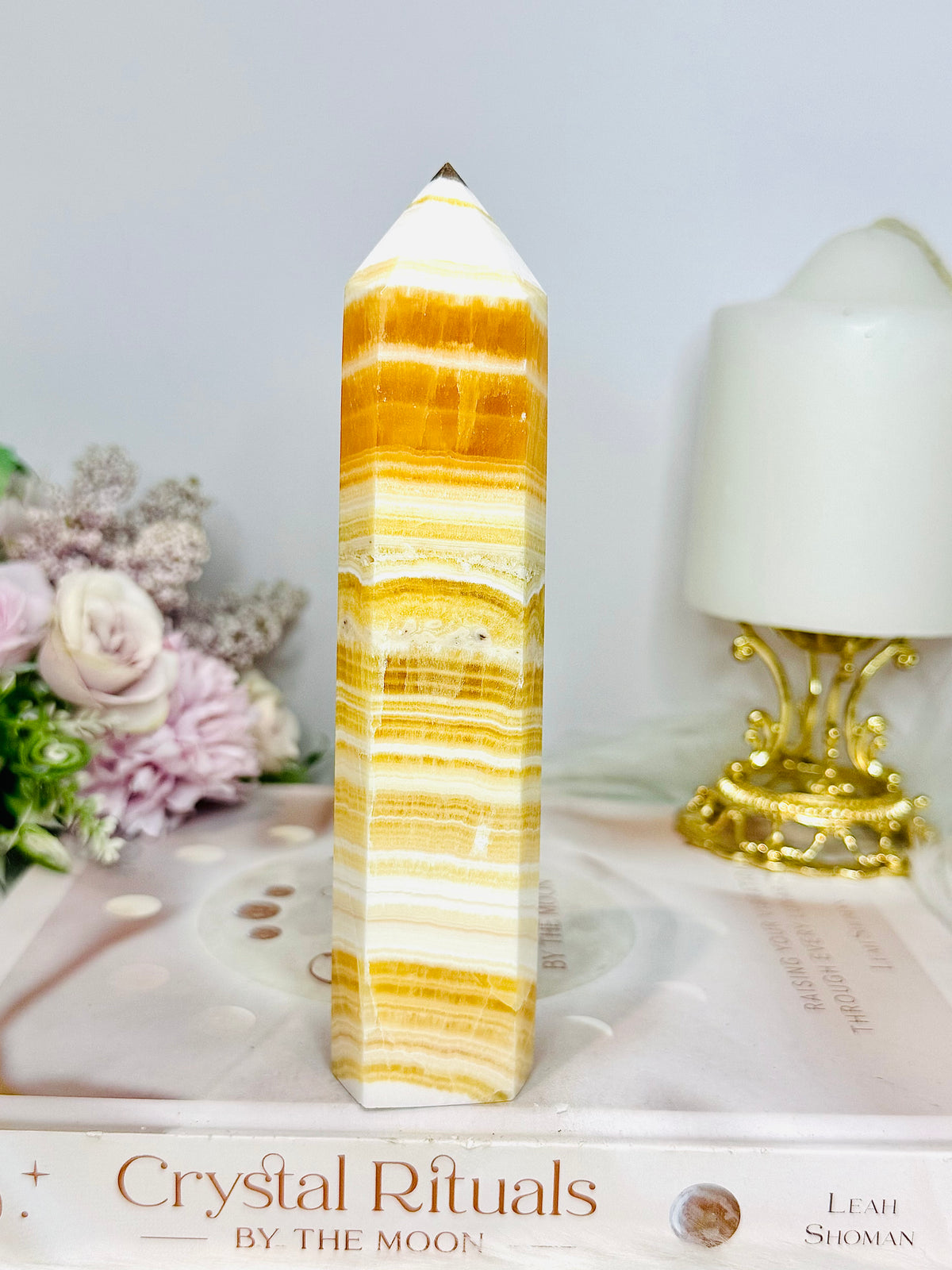 High Grade Orange Calcite Tower 15.5cm