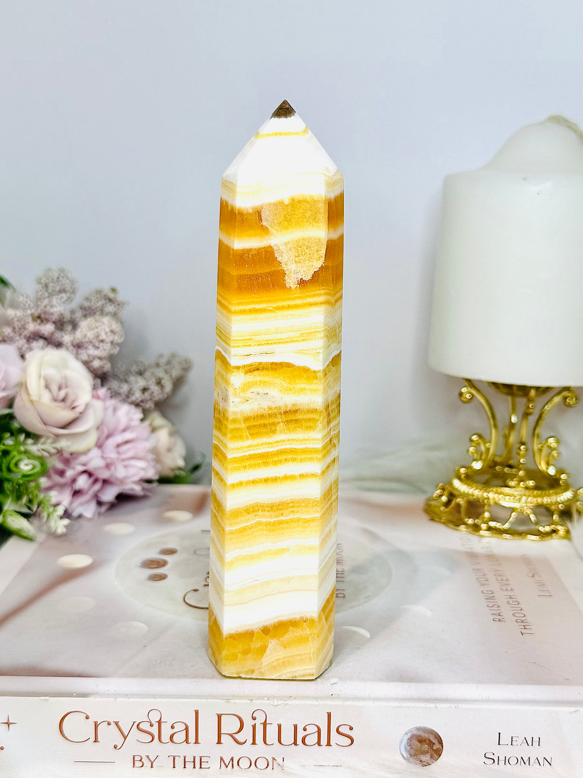 High Grade Orange Calcite Tower 15.5cm