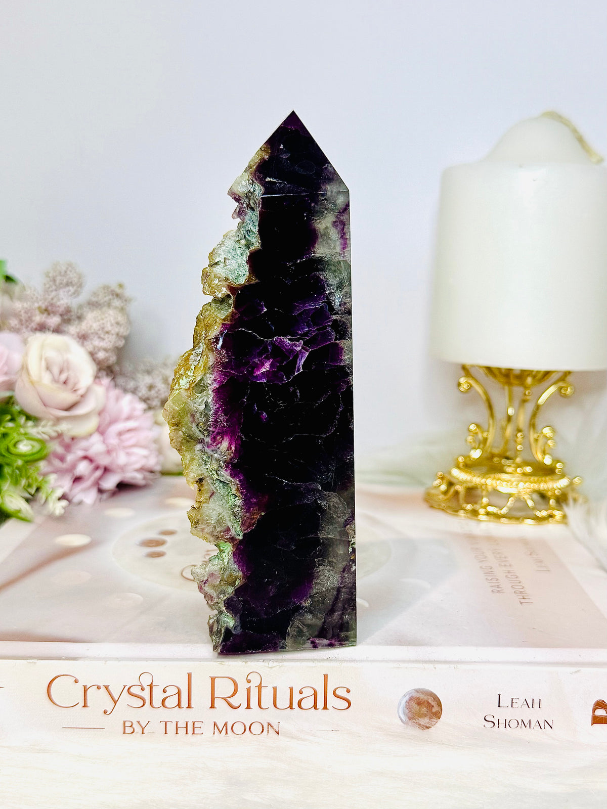 Large High Grade Druzy Fluorite Tower 471g 14cm