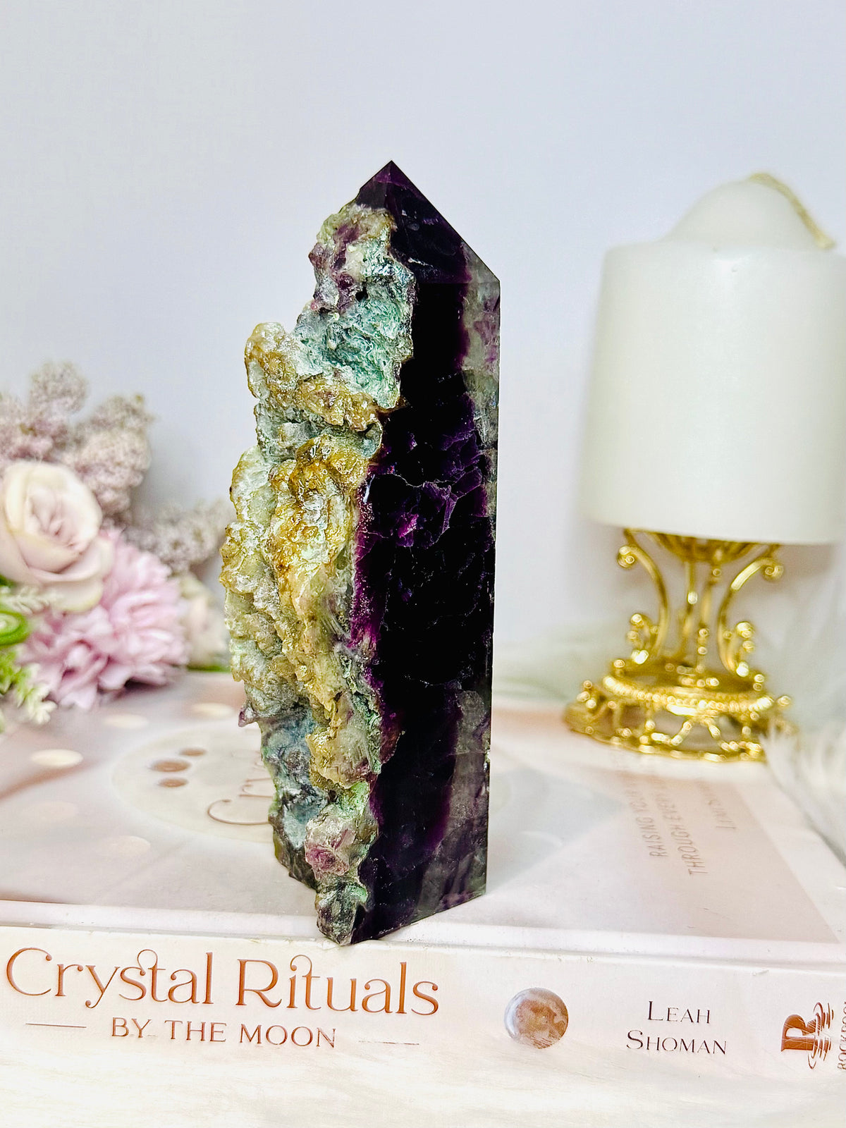 Large High Grade Druzy Fluorite Tower 471g 14cm