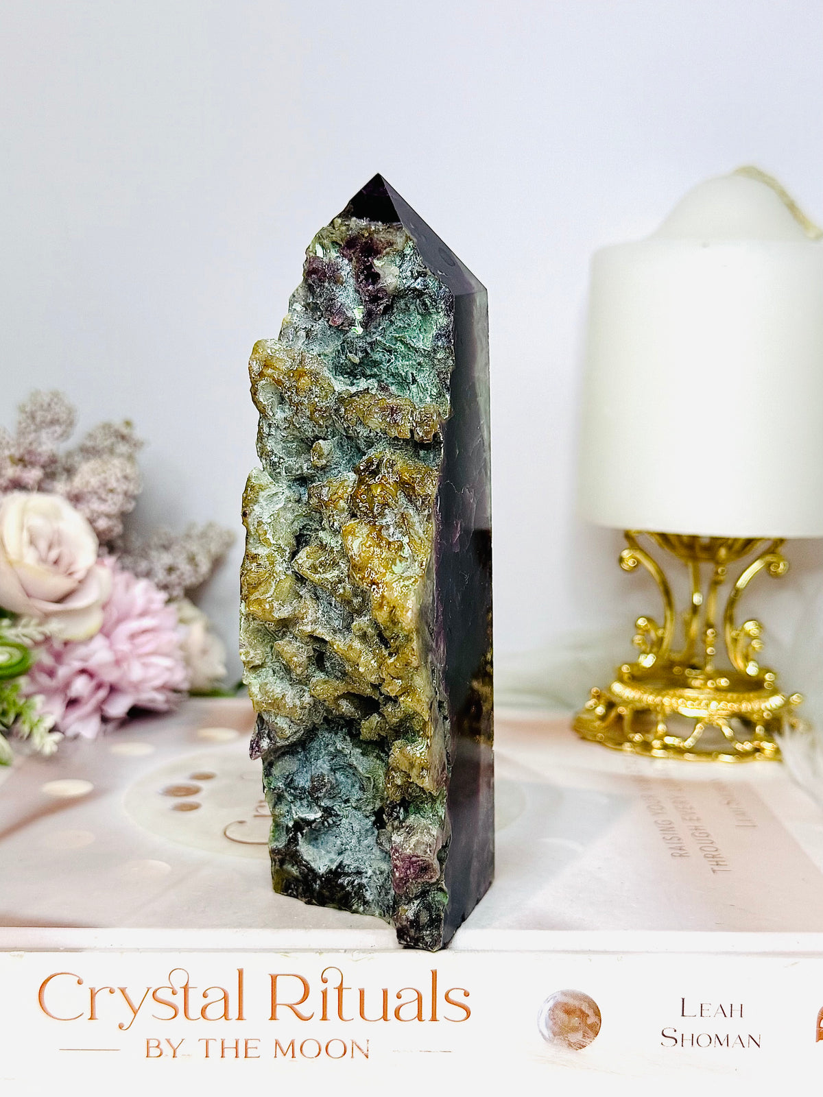 Large High Grade Druzy Fluorite Tower 471g 14cm
