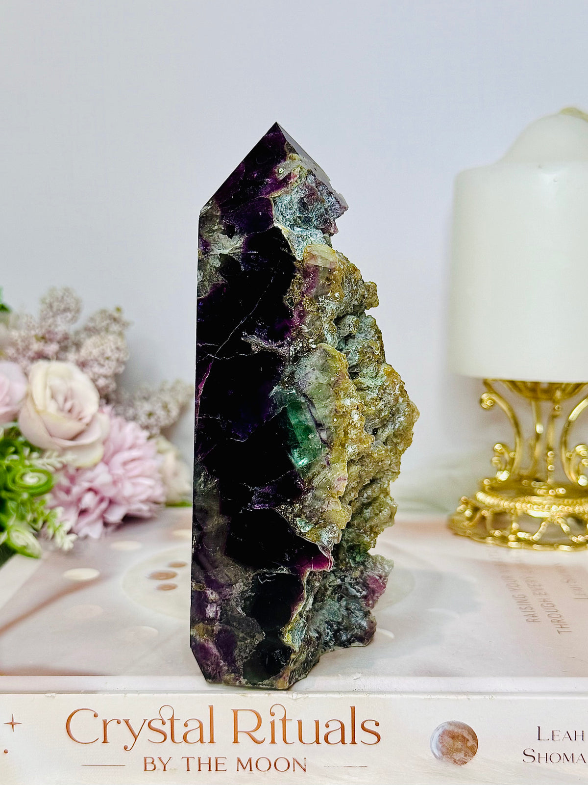 Large High Grade Druzy Fluorite Tower 471g 14cm