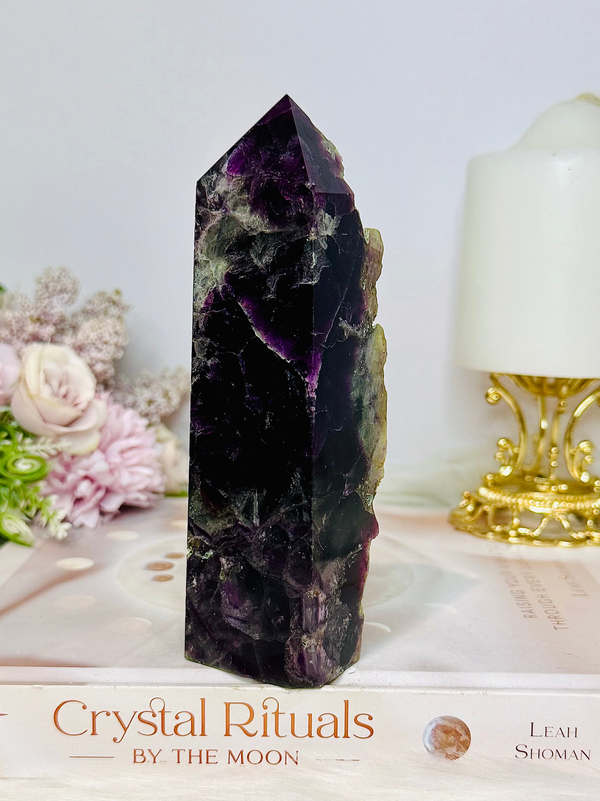 Large High Grade Druzy Fluorite Tower 471g 14cm