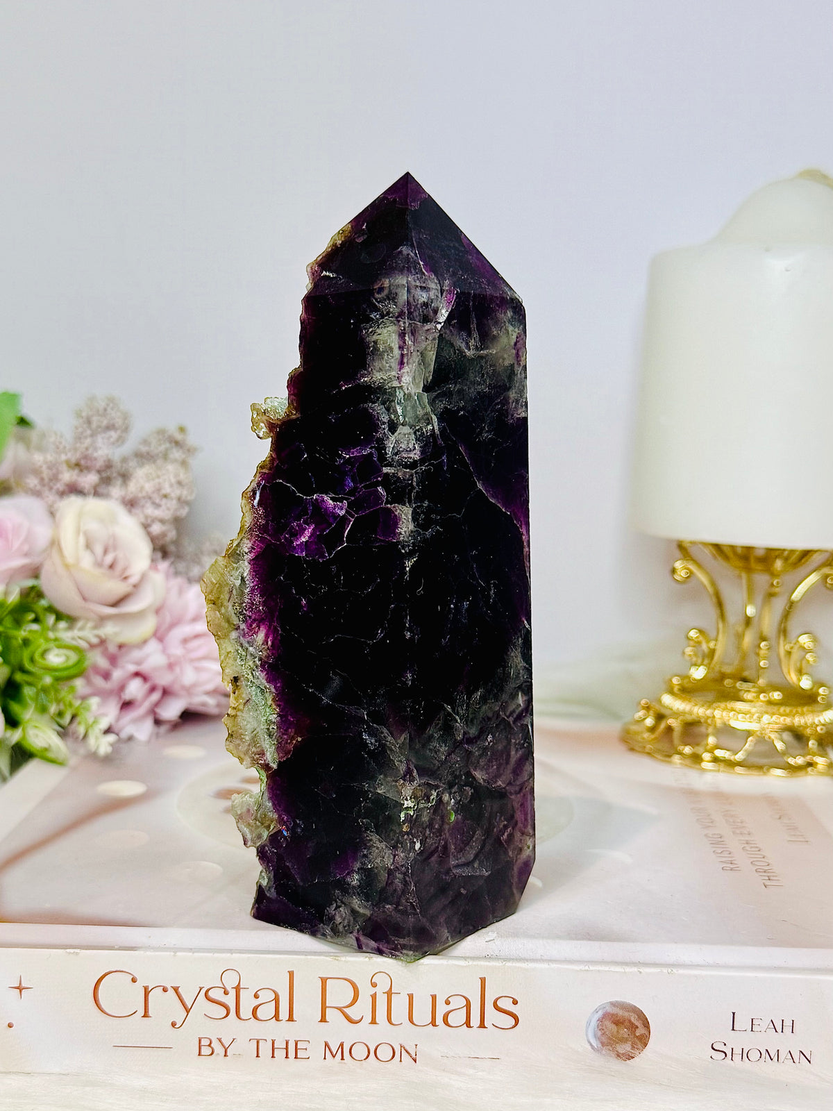 Large High Grade Druzy Fluorite Tower 471g 14cm