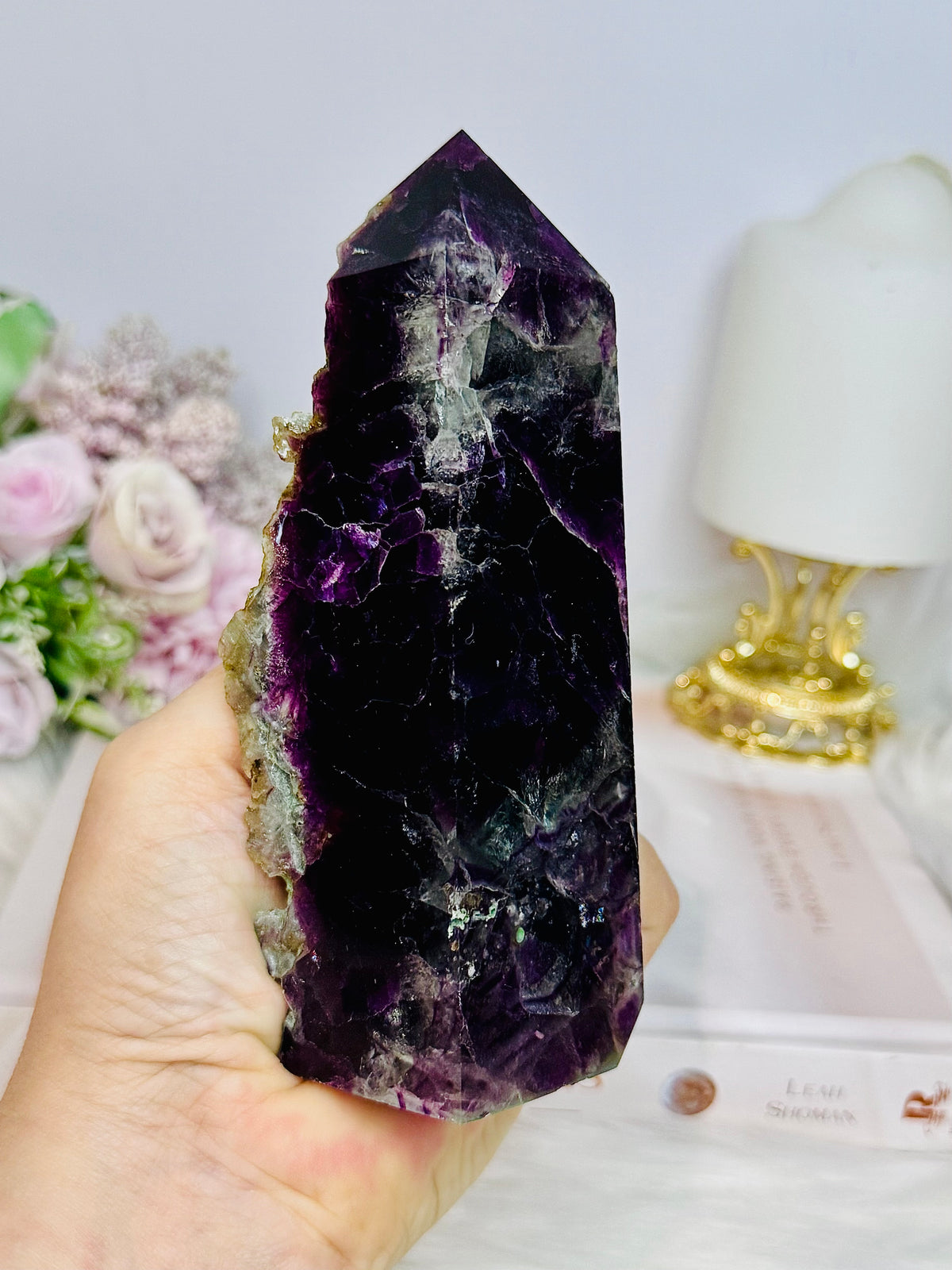 Large High Grade Druzy Fluorite Tower 471g 14cm